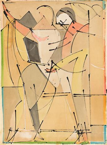ROMARE BEARDEN (1911 - 1988, AMERICAN) Untitled (Two Figures).                                                                                   
